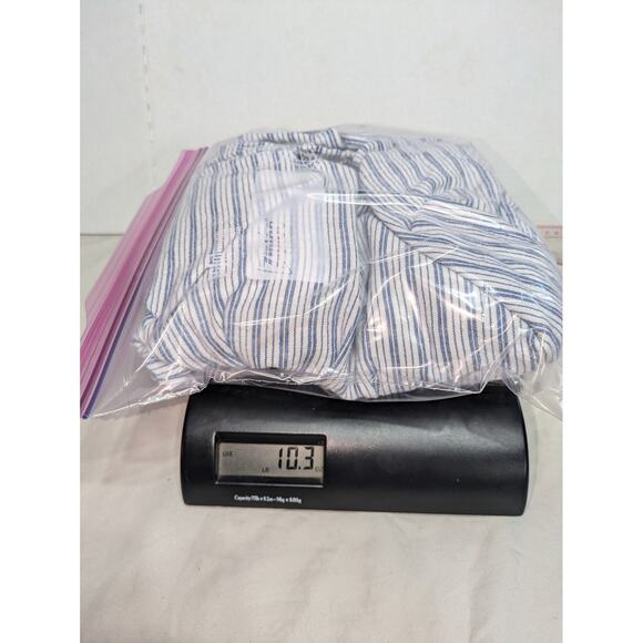 American Eagle Linen Blend Mini Dress Sz‎ Small Smocked Tiered Ruffle White Blue - Picture 14 of 14